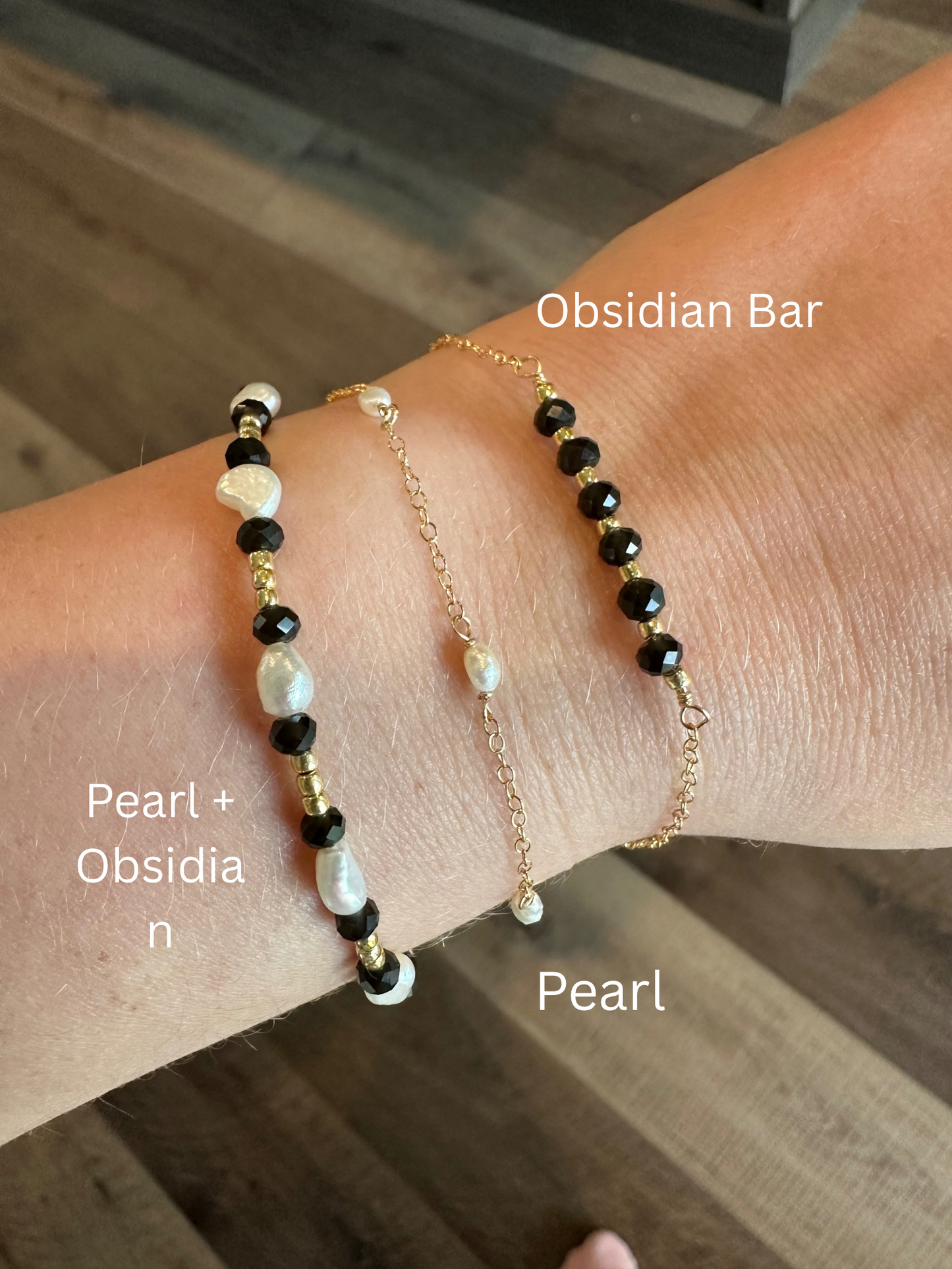 Obsidian Pearl Trio Bracelet