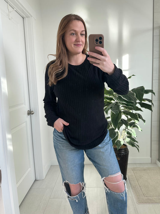 Alpine Noir Ribbed Top