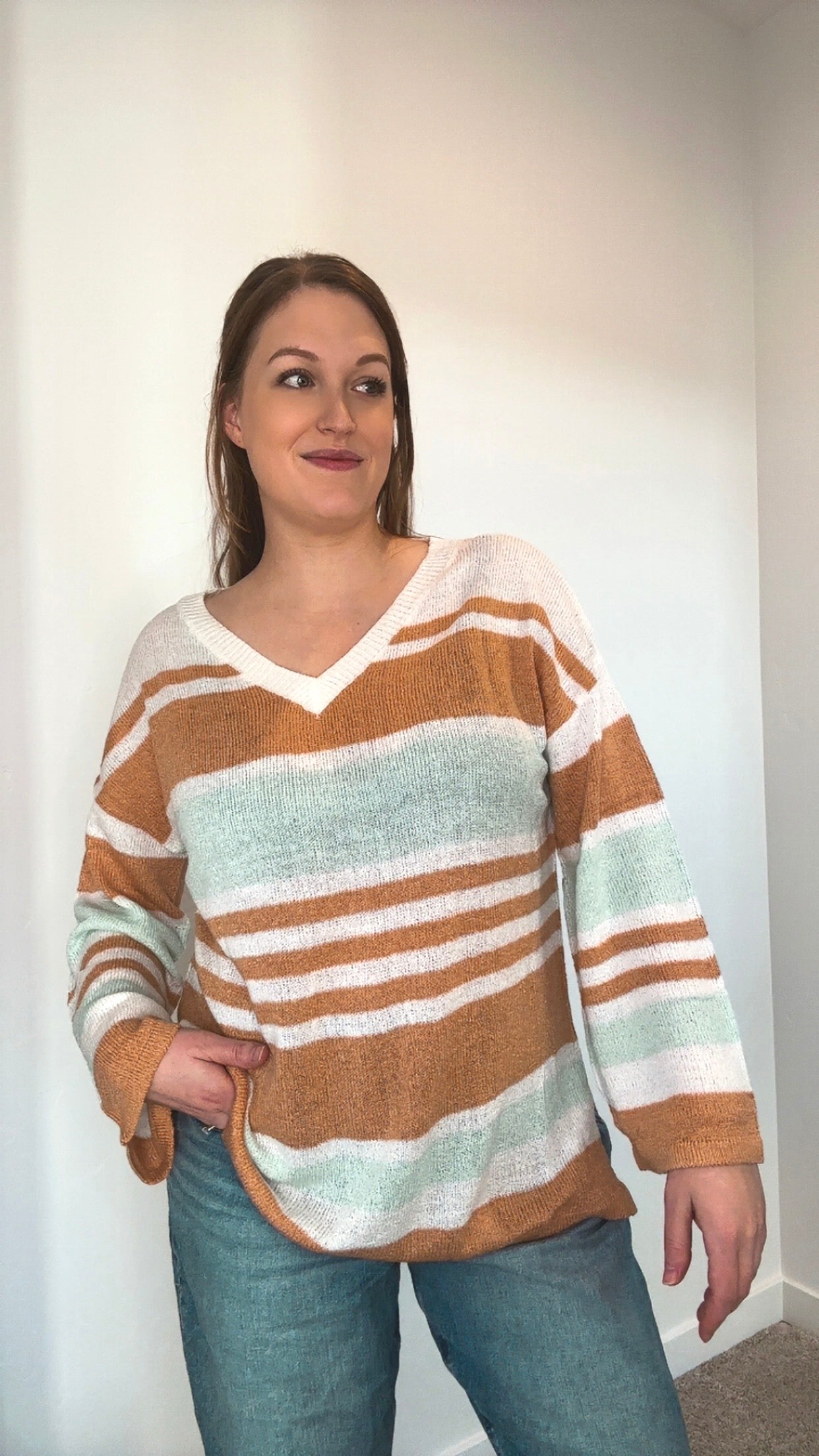 Frosted Caramel Striped Sweater