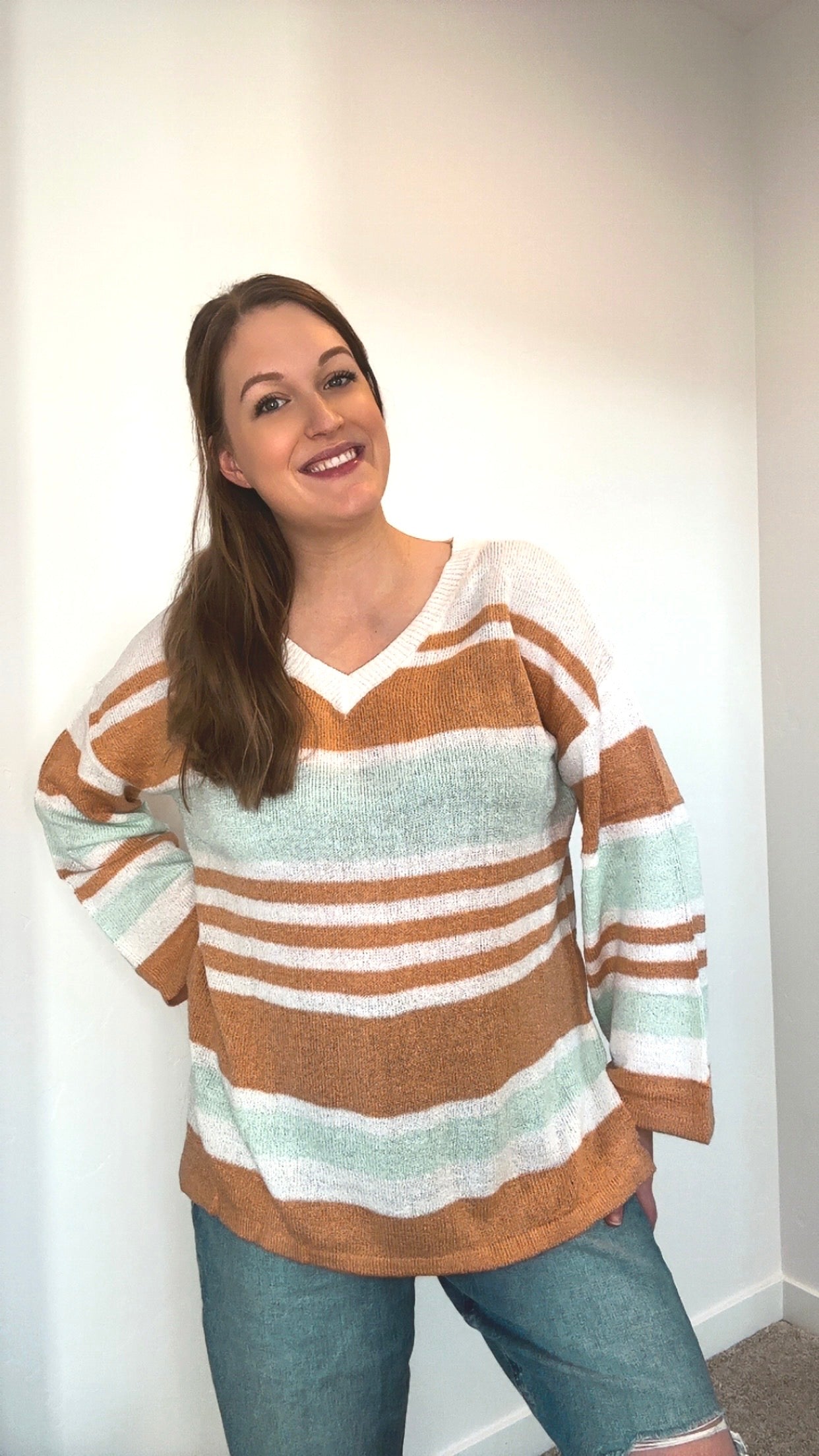 Frosted Caramel Striped Sweater