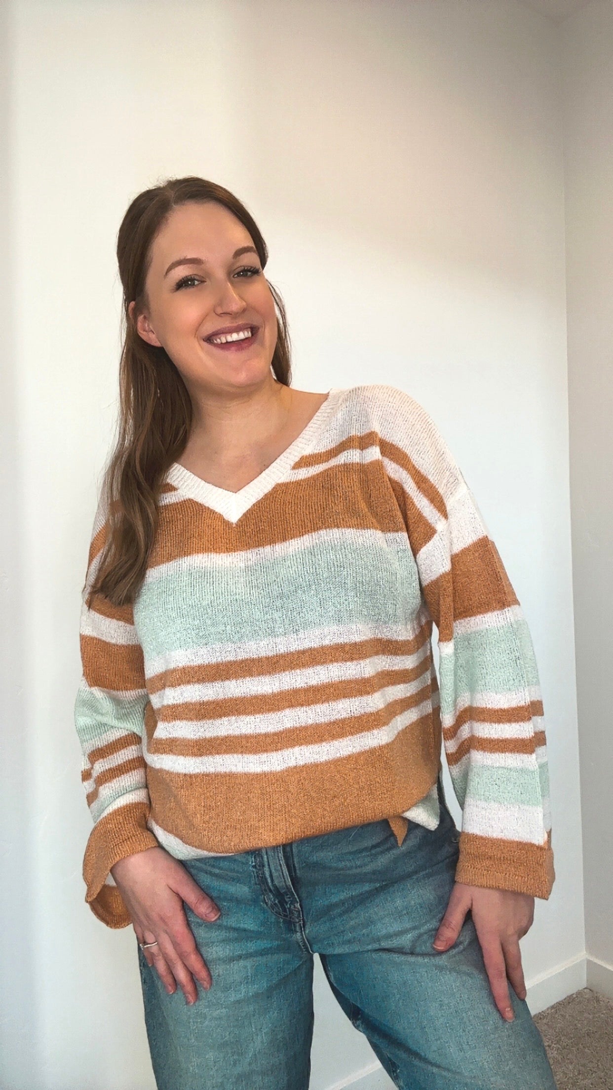 Frosted Caramel Striped Sweater