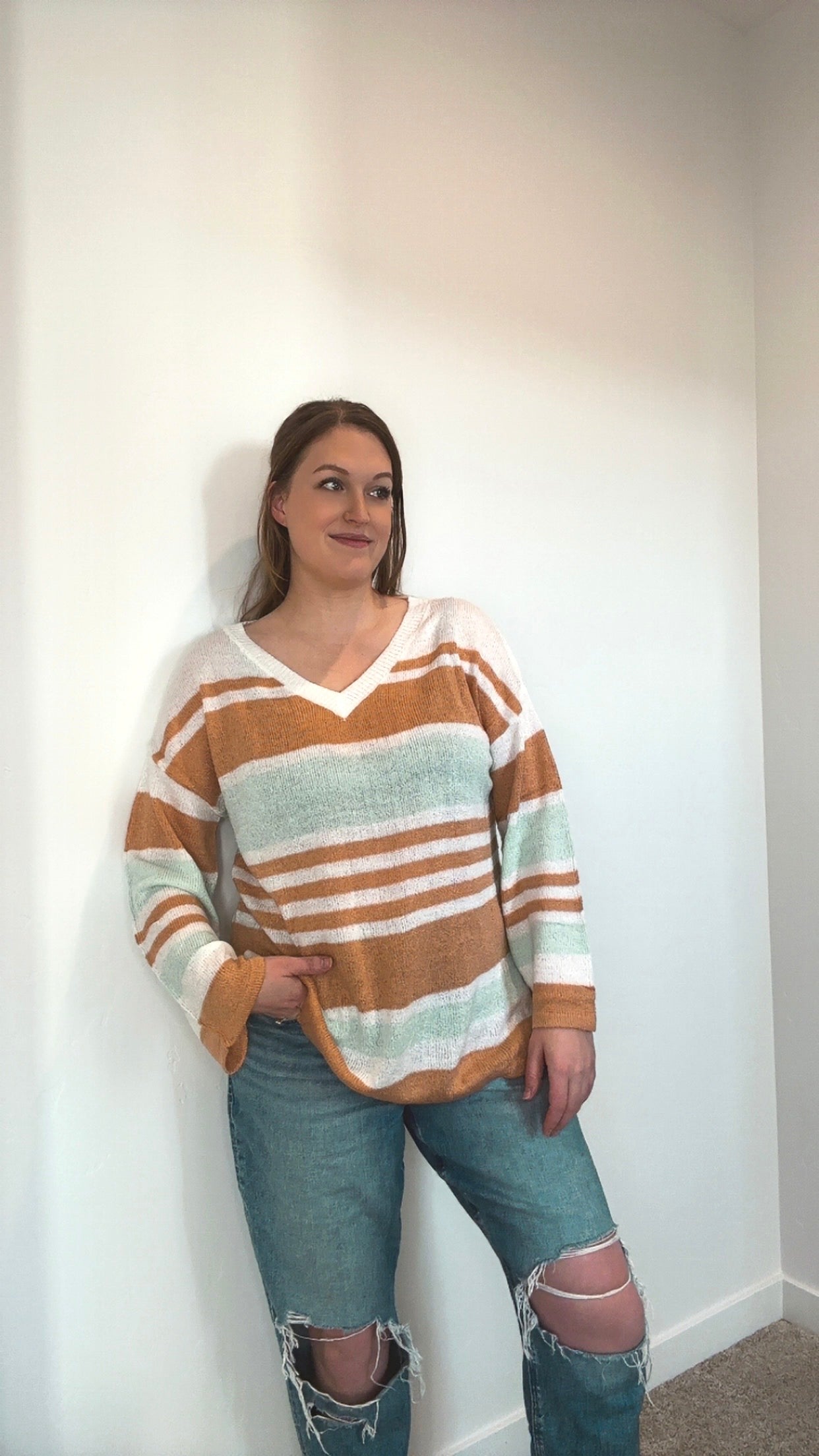 Frosted Caramel Striped Sweater