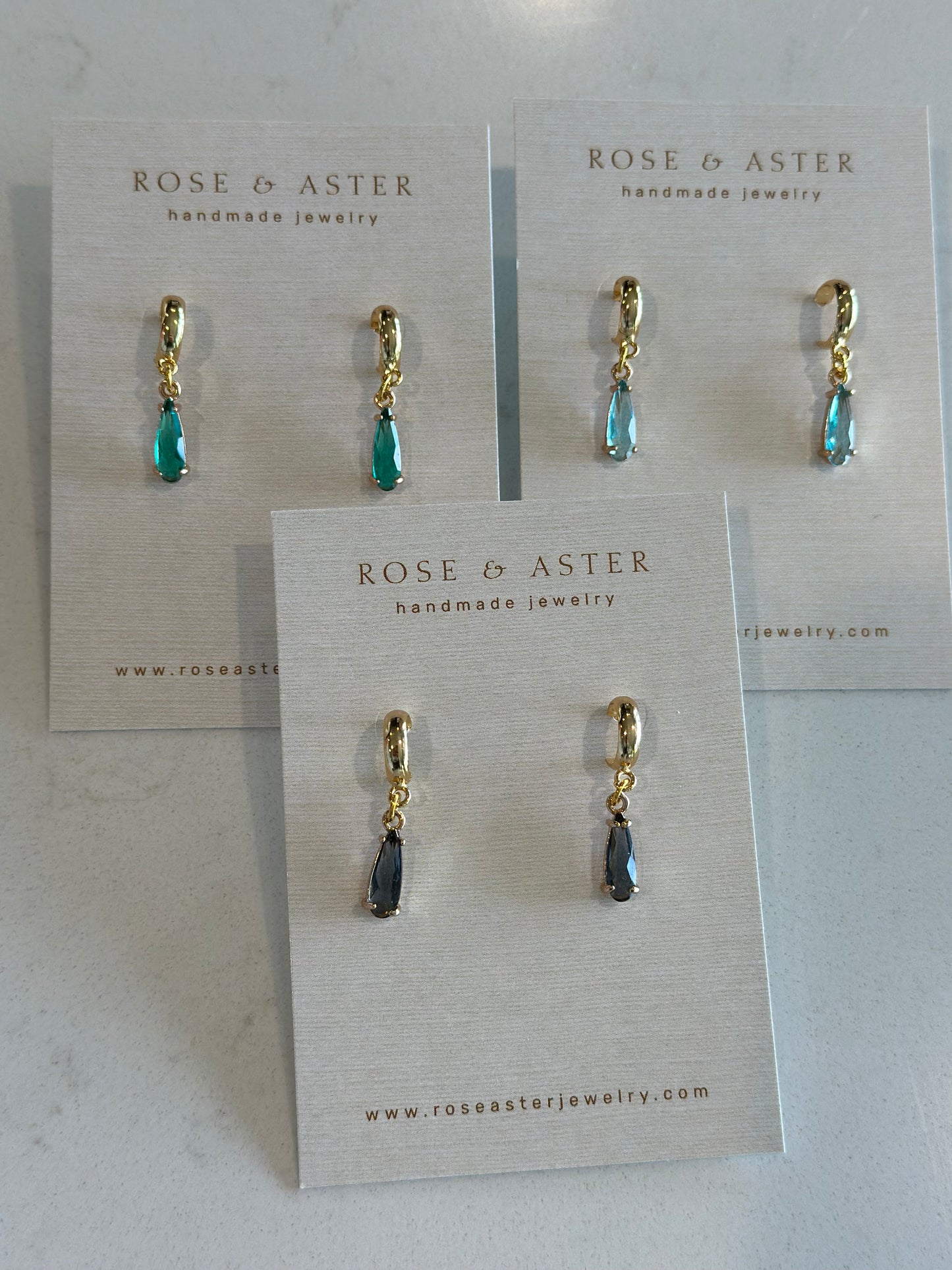 Raindrop Gem Huggie Hoops