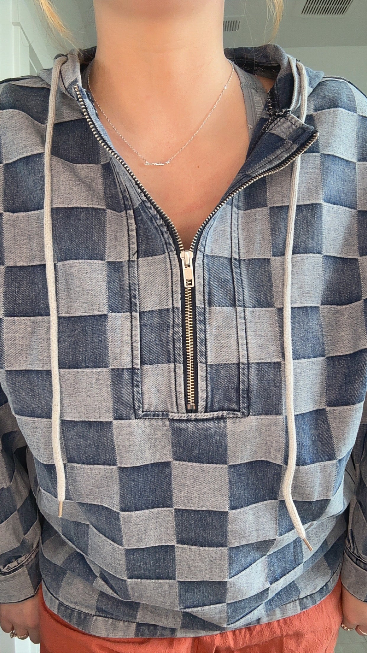 Paint Me Blue Checkered Hoodie