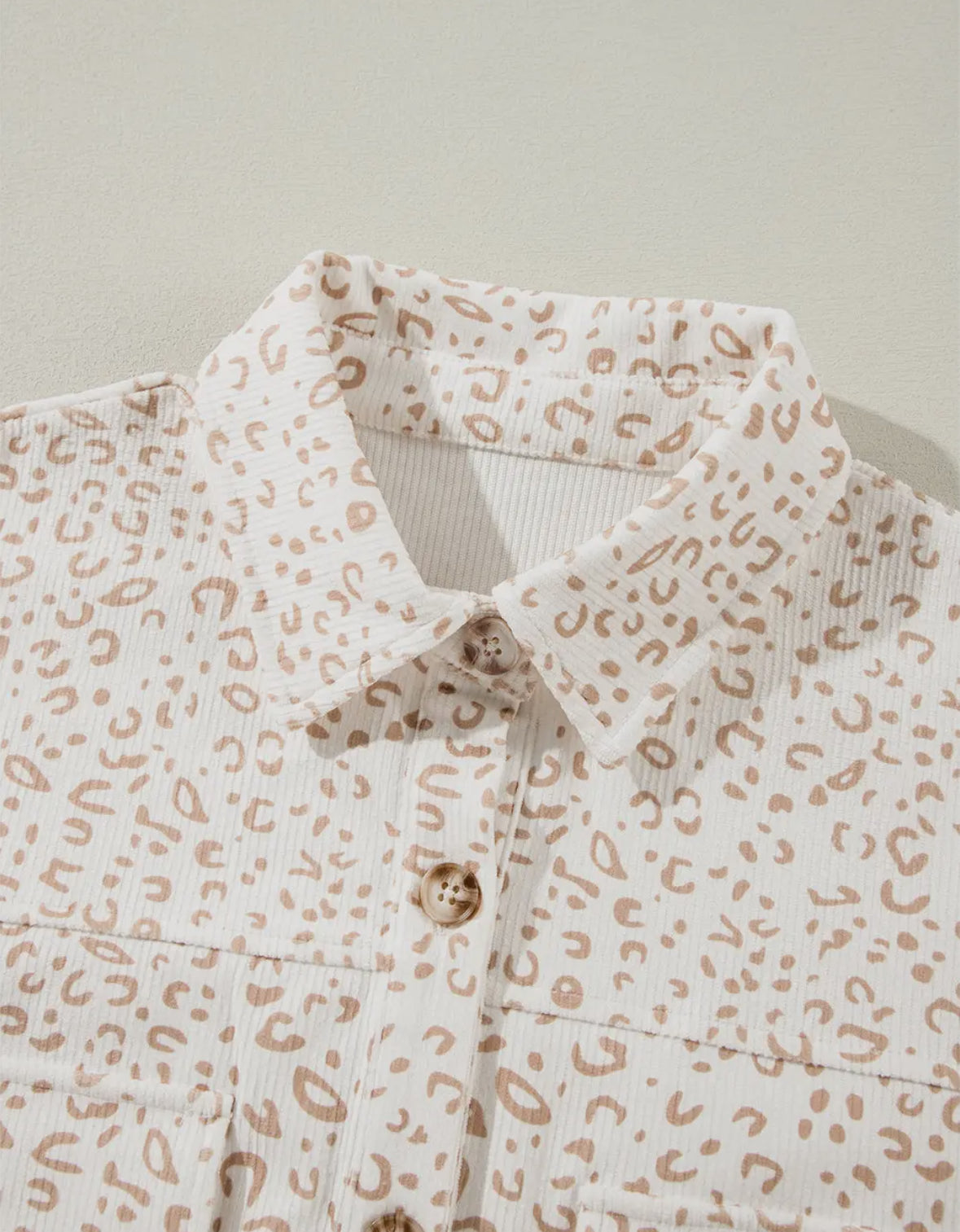 Caramel Corduroy Leopard Button Up