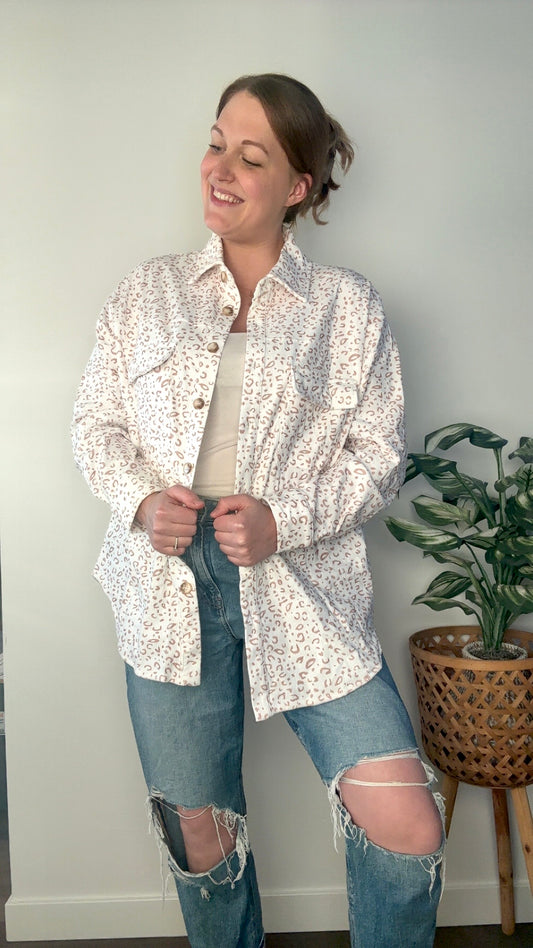 Caramel Corduroy Leopard Top