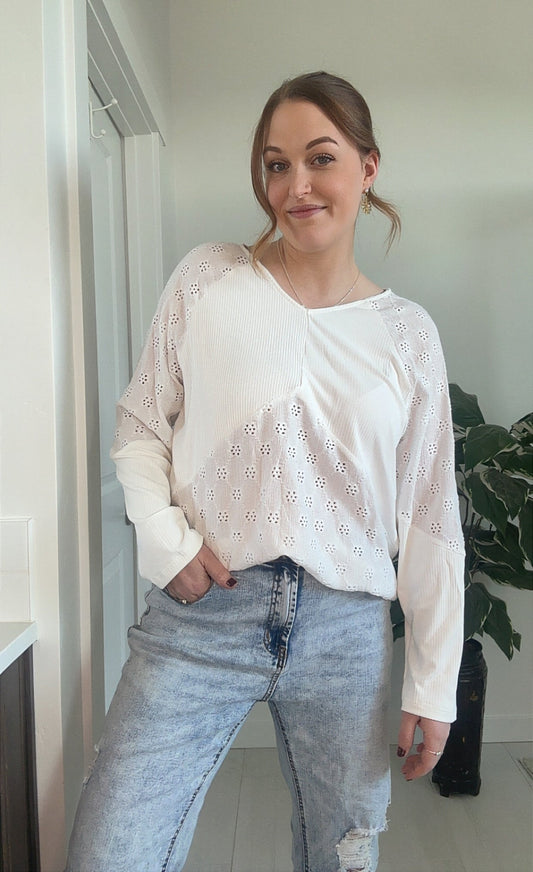 White Meadow Embroidered Top